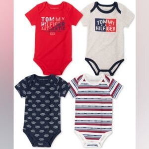 NEW Tommy Hilfiger Baby Boys 4-Pack Bodysuits Red 12 months